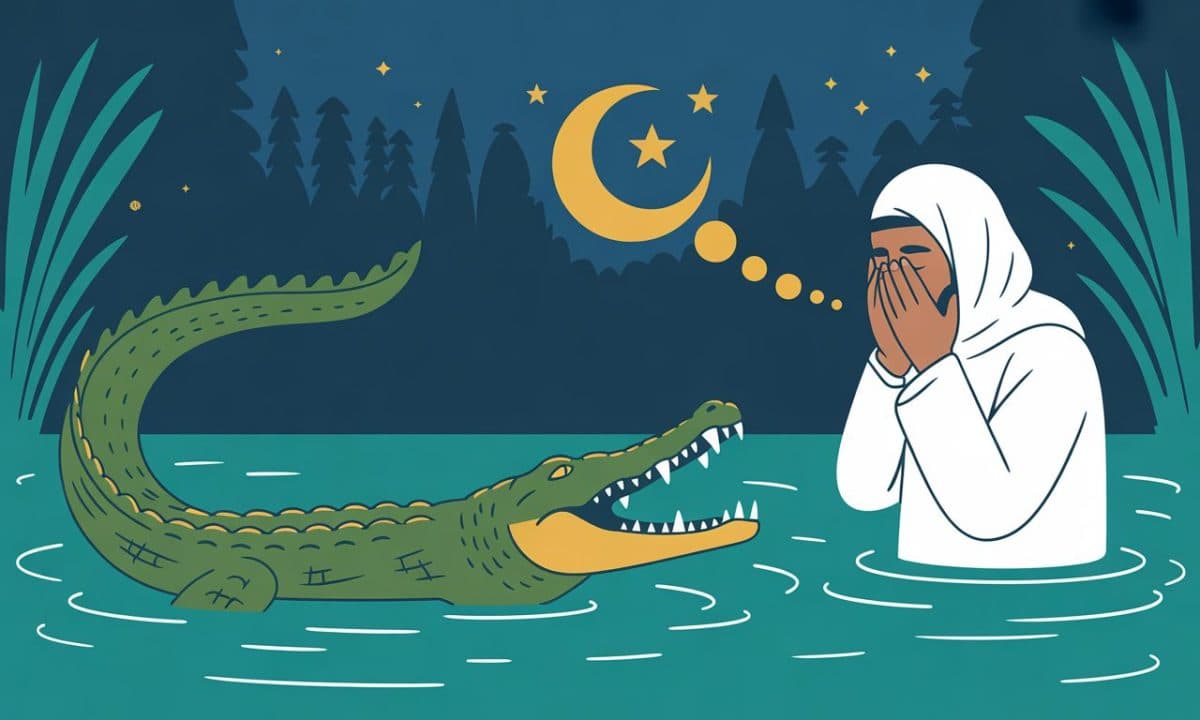 Rêver de crocodile en islam, ennemi caché et protection divine requise